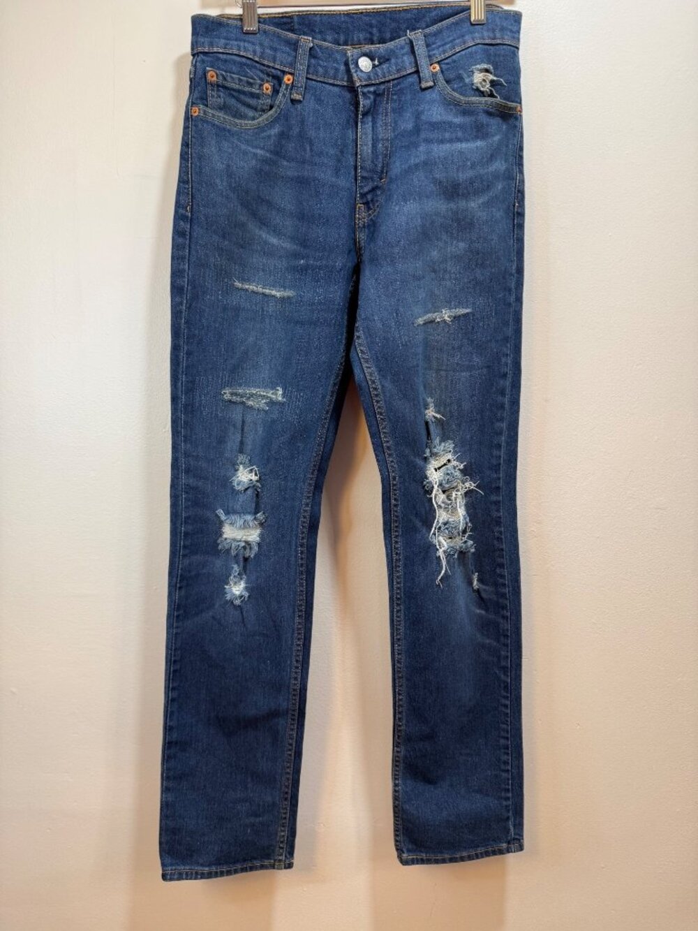 Levis 511 Slim Fit Distressed Jeans W30 L32 Blue Denim
